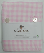 Shabby Chic FULL Sheet Set Organic Cotton Percale Pink Gingham Rachel As... - £62.90 GBP