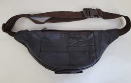 Toni Brown Genuine Leather Waist Fanny Pack Three Zip Pockets Adjustable - £11.73 GBP