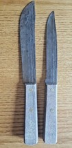 Set of 2 Butcher Carving Knives Vintage Armstrong Forge 7&quot; &amp; 6.25&quot; Carbo... - £43.52 GBP