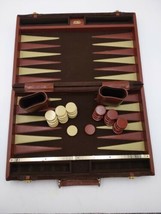 Vintage Aries Backgammon Brown Velvet Case Brown/Beige Pieces *incomplet... - $49.48