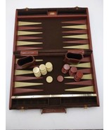 Vintage Aries Backgammon Brown Velvet Case Brown/Beige Pieces *incomplet... - £38.82 GBP