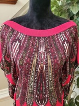Cache Top Poncho Blouse Pink Paisley Knit Kimono Batwing Sleeves No Belt Size M - £22.05 GBP
