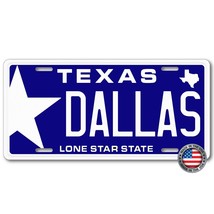 Dallas Texas Star Aluminum Metal License Plate Tag Blue And White New 6&quot; X 12&quot; - £15.40 GBP