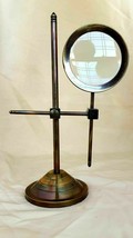 Antique Brass Magnifier Maritime Adjustable stand Magnifying Glass Desk ... - $47.62