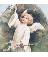 Vintage Embossed Loving Easter Greetings Cupid Angel Picking Flowers Card - £7.47 GBP