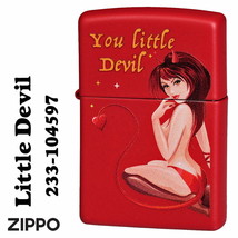 You Little Devil Girl Sexy Lady Matte Red Zippo Oil Lighter MIB - $63.29