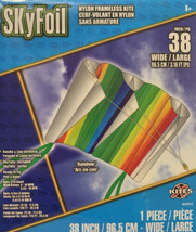 Kite Frameless Nylon Rainbow 38&quot; Wide 1 Piece by SkyFoil Handle. Lot#3 - £13.35 GBP