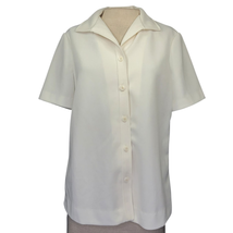 Vintage 80s Cream Short Sleeve Blouse Size Large  - $24.75