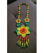 multicolour multilayer flower shape seeds beads native american necklace - £20.32 GBP