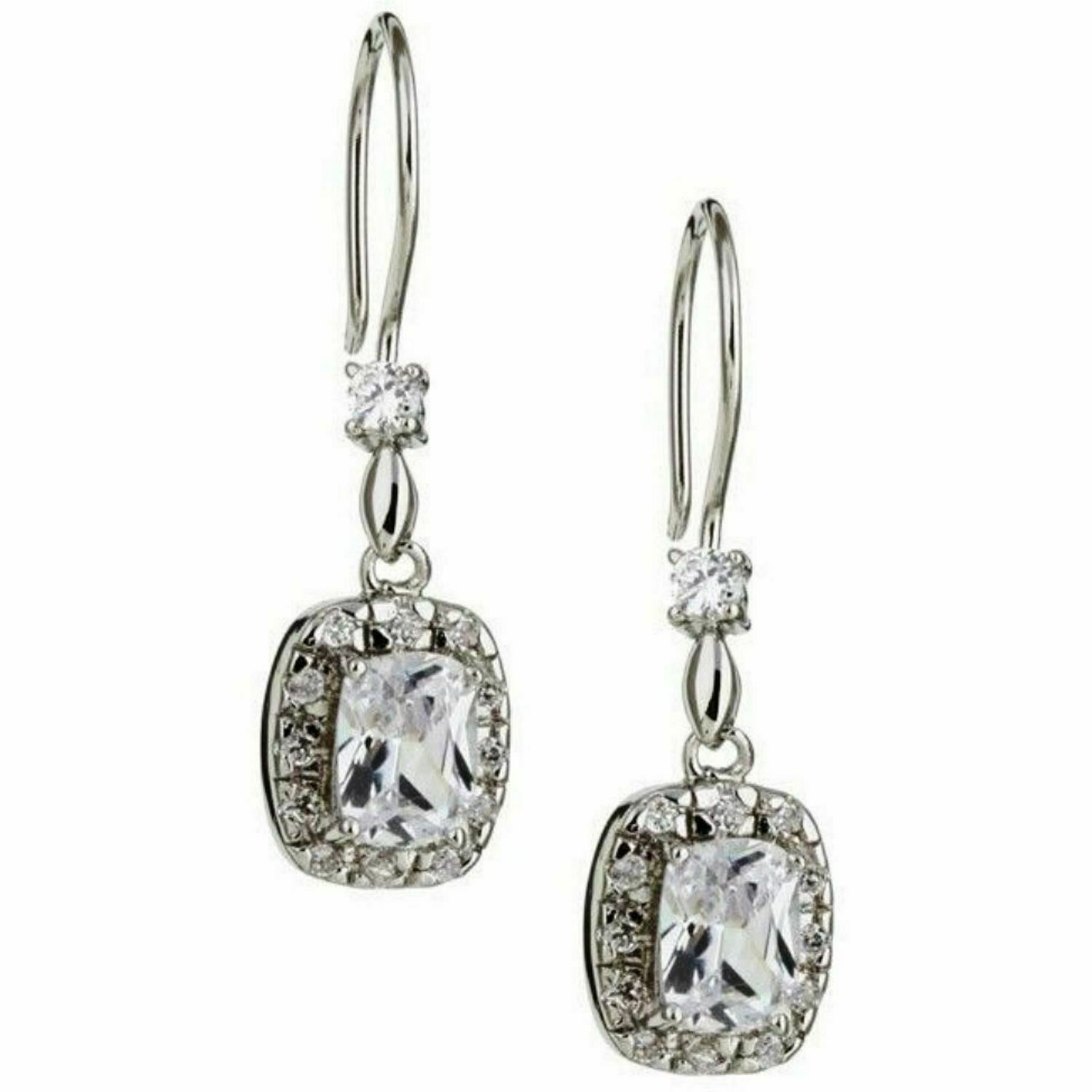 Primary image for Celebrity Princess Cut Diamond Alternatives Dangle Earrings 14k Gold over Base 