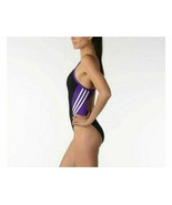 adidas Black Purple Solid Splice Vortex Back Swimsuit 1 Pc Swim Team Gir... - $436.96 MXN