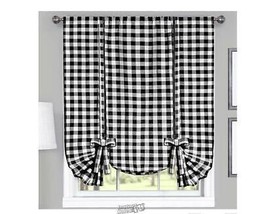 Buffalo Country Check Tie-Up Shade Black And White 42&quot;Wx63&quot;L Polyester/Cotton - £15.17 GBP