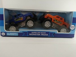 Super Off Road Monster Trucks Friction Power Toys 1 Blue And 1 Orange - £15.38 GBP