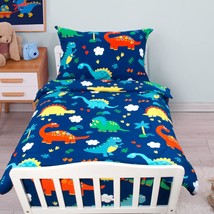 Dinosaur Toddler Bedding Set - 3 Piece Toddler Bed Set For Boys Includes Reversi - £57.70 GBP
