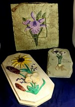 lot of 3 Flowers plaques Iris, Crocus, exterior and interior wall decoration - £7.87 GBP