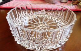 VTG Round Clear Crystal glass  bowl  Geometric  pattern  8&quot; X 2 5/8&quot; - £27.70 GBP