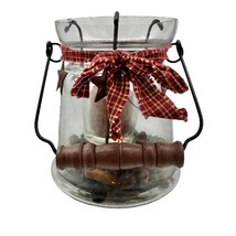 Primitive Rustic Candleholder Glass Jar w/ Handle Votive Holder Electric... - £12.42 GBP