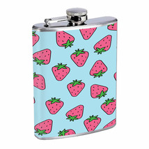 Strawberry Em1 Flask 8oz Stainless Steel Hip Drinking Whiskey - £11.86 GBP