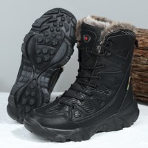 Winter Men&#39;s Boots Large Size Plush Warm Snow Boots Outdoor Fashionable Combat B - £56.32 GBP