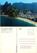 Brazil Rio de Janeiro Aerial View Leblon Dois Irmaos Mountain Beach VTG Postcard - £7.55 GBP