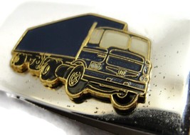 Vintage Stainless Semi Truck Money Clip Men Wallet ID Credit Card Holder - £26.38 GBP