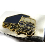 Vintage Stainless Semi Truck Money Clip Men Wallet ID Credit Card Holder - £25.13 GBP