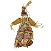 Vintage Crazy Mountain Folk Art Plush Fall Scarecrow Figure Decoration 11&quot; - £9.74 GBP