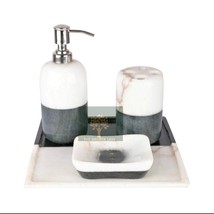 Marble Onyx Bathroom set | Bath Accessories | Semi precious stones Handmade Set - £386.77 GBP