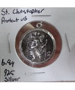 6.8g 925 STERLING SILVER ST. CHRISTOPHER PROTECT US CHARM 3D PENDANT VIN... - $39.69 CAD