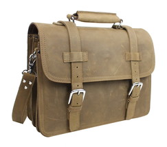 Vagarant Traveler 16 in. 3-tier Pro Leather Briefcase L63.Vintage Distress - £382.43 GBP