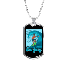Camper Necklace  Blue Surfing Water  Necklace Stainless Steel or 18k Gold Dog T - £37.92 GBP+
