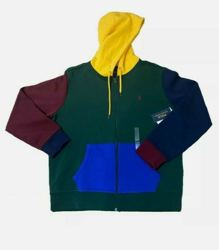 Primary image for Polo Ralph Lauren Men's Large Colorblock Double Knit Full Zip Hoodie Large NWT