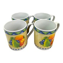 American Atelier Fresh Pickins #5050 Porcelain Mugs Cups Fruit Set of 4 - £21.75 GBP
