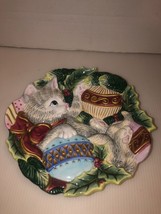 Fitz and Floyd Essentials Kitty Christmas Dish-Canape Plate 9&quot; - £8.70 GBP