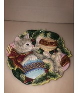 Fitz and Floyd Essentials Kitty Christmas Dish-Canape Plate 9&quot; - £8.61 GBP