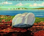 Balance Rock and Frenchman&#39;s Bay Bar Harbor ME Maine UNP Linen Postcard - £3.08 GBP