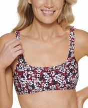 MSRP $78 Tommy Hilfiger Printed Ruffle Bikini Top Floral Blue Size Medium - £14.76 GBP