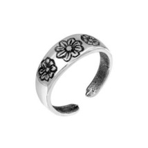 925 Sterling Silver Multi Flower Adjustable Toe Ring / Finger Ring Knuckle - £13.23 GBP