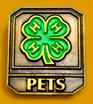 4H Club Pets Pin Clover Brass Enamel - $10.95