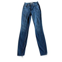 Good American Good Legs Skinny Jeans Frayed Hem Dark Blue Stretch Size 0... - $65.00