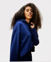 Everlane Blue Hoodie Sweatshirt Cotton Cropped Blue Size Med - $24.74