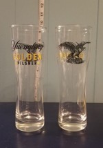 2x Yuengling Golden Pilsner Beer Glass Eagle Logo 8&quot; Tall Barware - $11.60