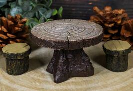 Enchanted Fairy Garden Miniature Tree Stump Table And 2 Stool Chairs Sta... - $16.99