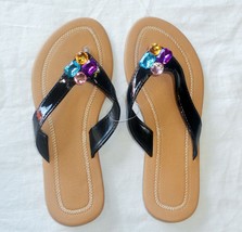 Fun in the Sun Women&#39;s Size 5-6 Flip Flops with Jewels - £6.32 GBP