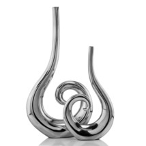Set Of 2 Curl Casting Design Vases In Shiny Buffed Finished - £252.02 GBP