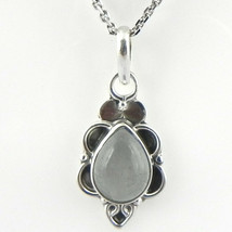 925 Sterling Silver Chalcedony Handmade Necklace 18&quot; Chain Festive Gift PS-1829 - £28.60 GBP