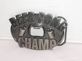 Beer Pong Champ With Bottle Opener Pewter Belt Buckle; By Kalan - £18.18 GBP