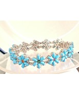 18K Lab Pear Turquoise Tennis Bracelet Silver Gold Anniversary Women Men... - $285.85 CAD+