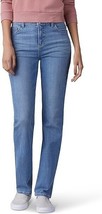 Lee Relaxed Fit Straight Leg Slimming Jeans Womens 14 Long Blue Stretch NEW - $32.54