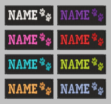 CUSTOM NAME and PAWS L dog harness embroidery patch 160 x 50 mm / 6.3&#39;&#39; x 2&#39; - £6.73 GBP+